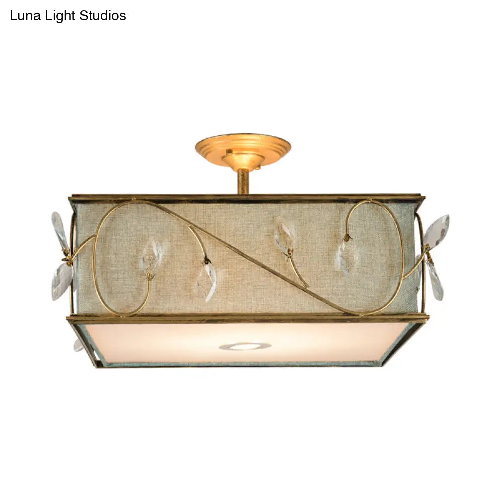 DecorBites™ Flaxen Rustic Fabric Semi Flush Mount Ceiling Light with 3 Lights