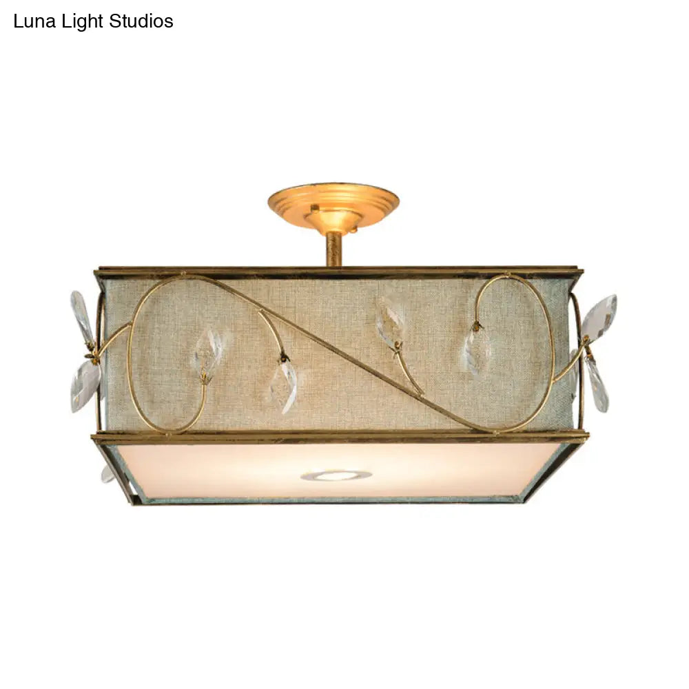 DecorBites™ Flaxen Rustic Fabric Semi Flush Mount Ceiling Light with 3 Lights