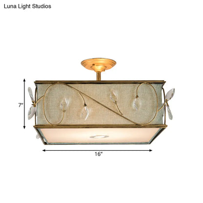 DecorBites™ Flaxen Rustic Fabric Semi Flush Mount Ceiling Light with 3 Lights