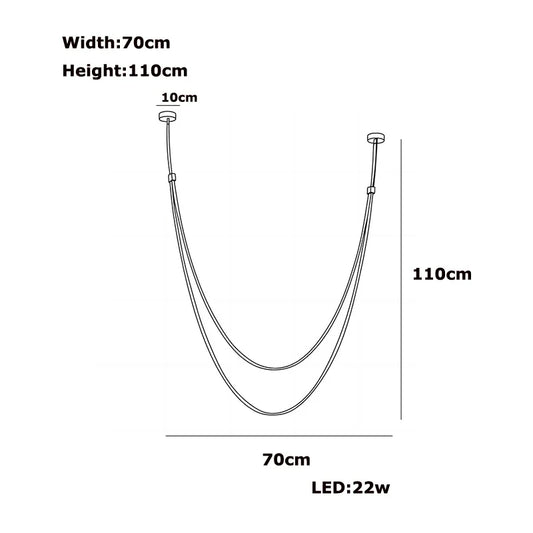 Flex Leather Belt LED Chandelier for Living Room - 70 110cm / Black leather belt / Black hardware|Dimmable - Chandelier