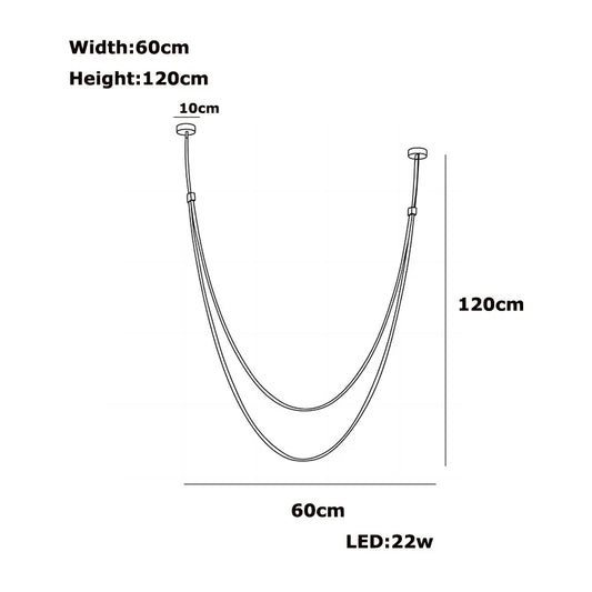 Flex Leather Belt LED Chandelier Light - 60 120cm / Black leather belt / Black hardware|Dimmable - Chandelier