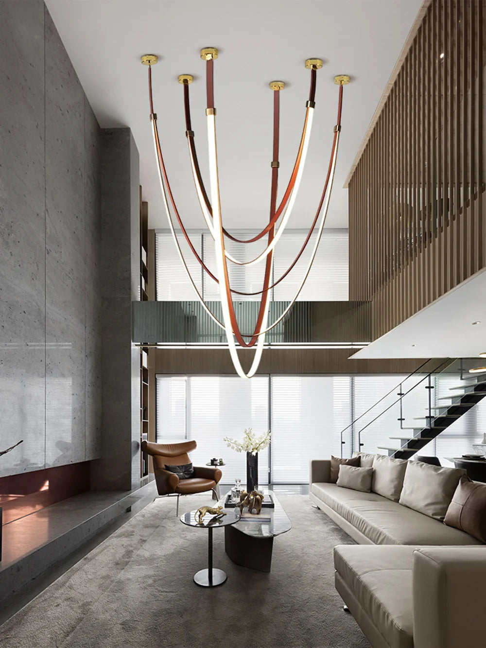 Flex Leather Belt LED Chandelier Light - Chandelier