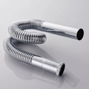 Flexible chrome brass siphon sink drain pipe with ribbed accordion design for kitchen water tube drainage system
