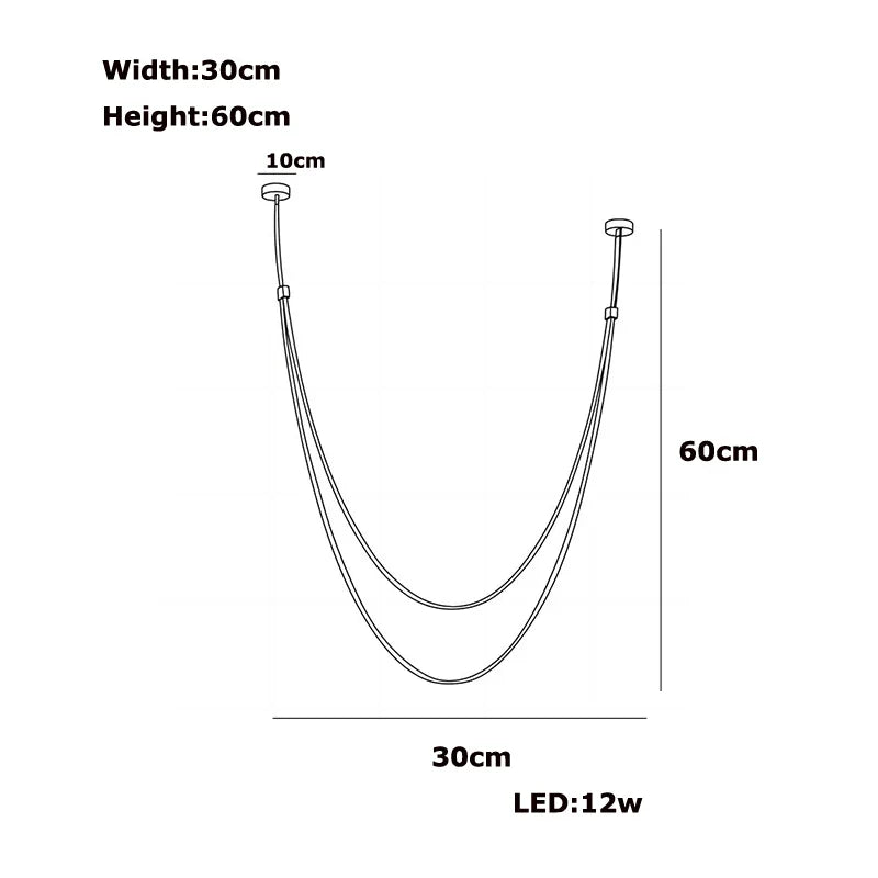 Flexible Leather Belt LED Chandelier Light - 30 60cm / Black leather belt / Black hardware|Dimmable - Chandelier