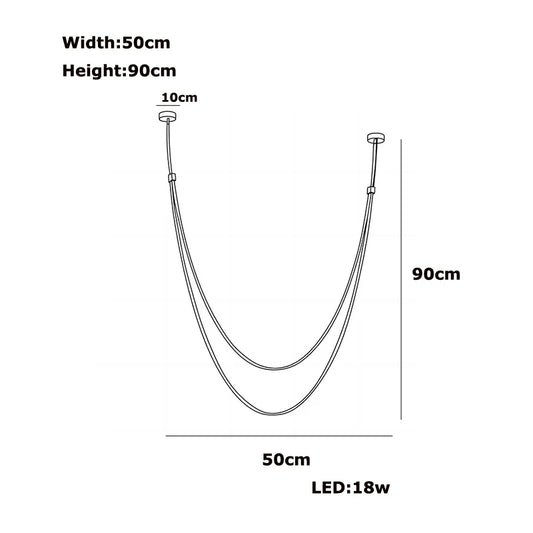 Flexible Leather Belt LED Chandelier Light - 50 90cm / Black leather belt / Black hardware|Dimmable - Chandelier