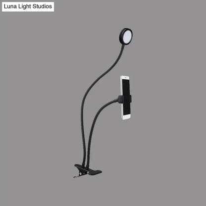 Lámpara de tocador LED flexible DecorBites™: Diseño redondo de montaje empotrado con acabado metálico contemporáneo - Negro o blanco con base de pinza