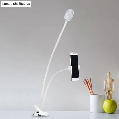 Lámpara de tocador LED flexible DecorBites™: Diseño redondo de montaje empotrado con acabado metálico contemporáneo - Negro o blanco con base de pinza