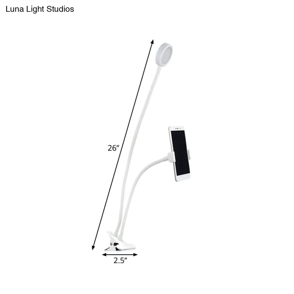 Lámpara de tocador LED flexible DecorBites™: Diseño redondo de montaje empotrado con acabado metálico contemporáneo - Negro o blanco con base de pinza