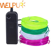 Welpur flexible neon light el wire set with neon green green white and pink glow tubes and black power controller for decorbites 3v neon use