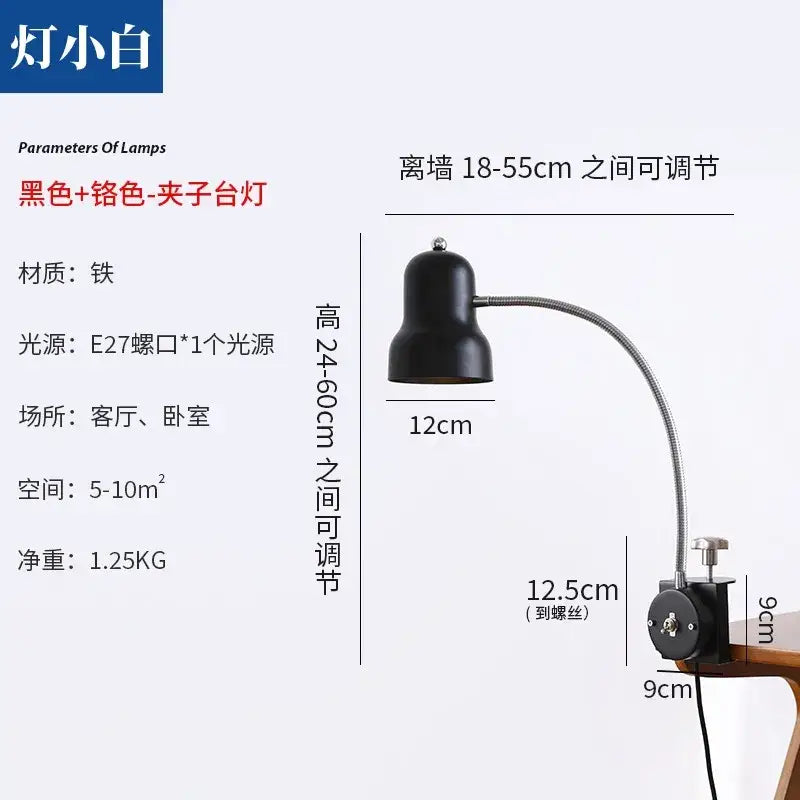 Black and chrome decorbites adjustable led desk lamp with flexible gooseneck arm for bedroom reading light decorbites adjustable led
