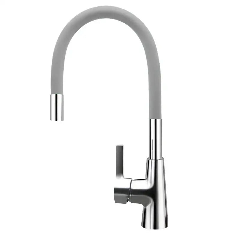 Modern nose kitchen faucet with sleek chrome handle and flexible gray silica gel nose spout for kitchen use
