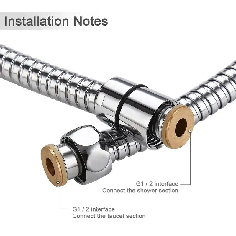 Shiny chrome-finished flexible silver stainless steel shower hose with brass g1/2 threaded fittings decorbites 3m silver