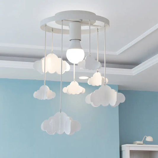 DecorBites™ Floating Cloud Ceiling Mount Light - White Metallic Lamp for Baby Room
