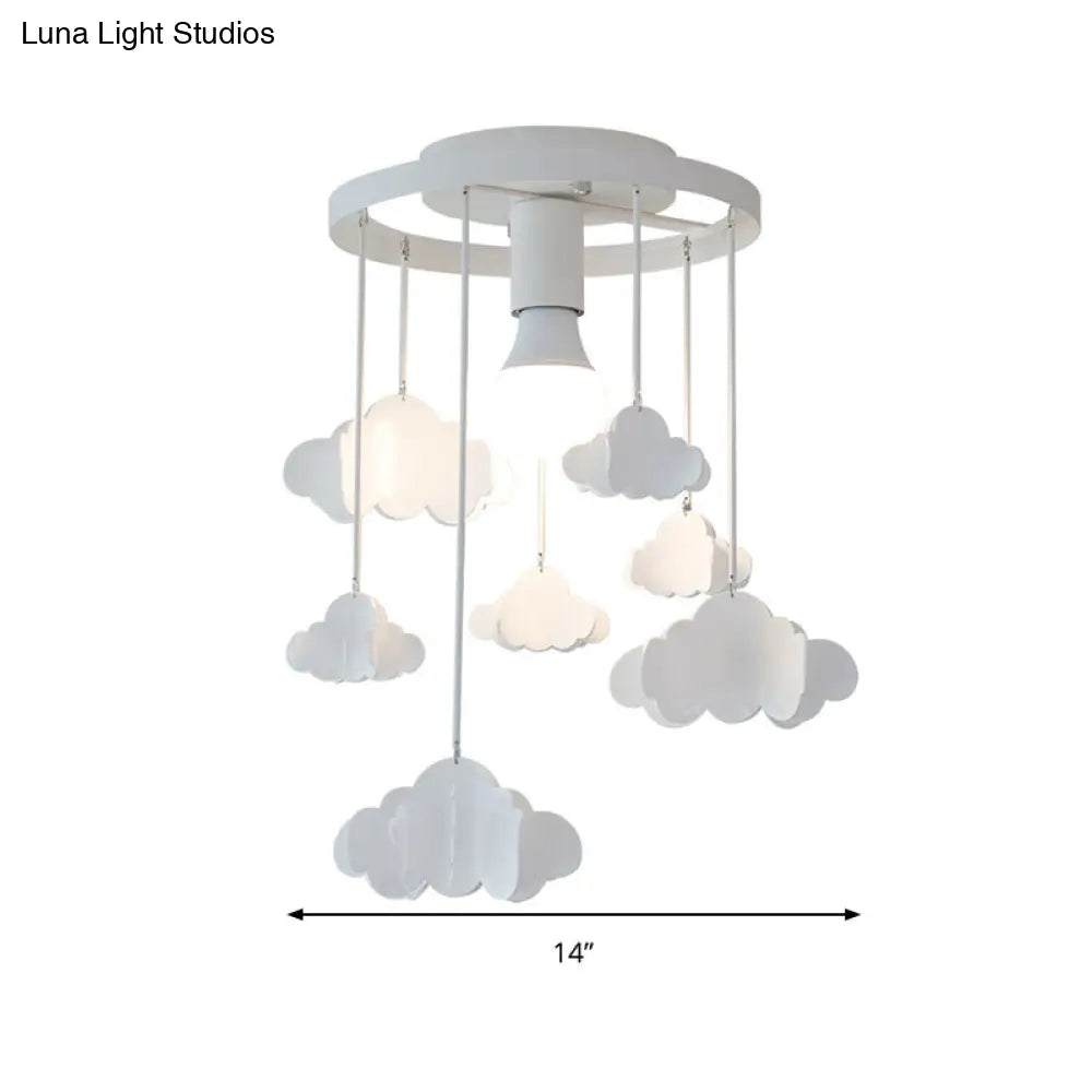DecorBites™ Floating Cloud Ceiling Mount Light - White Metallic Lamp for Baby Room