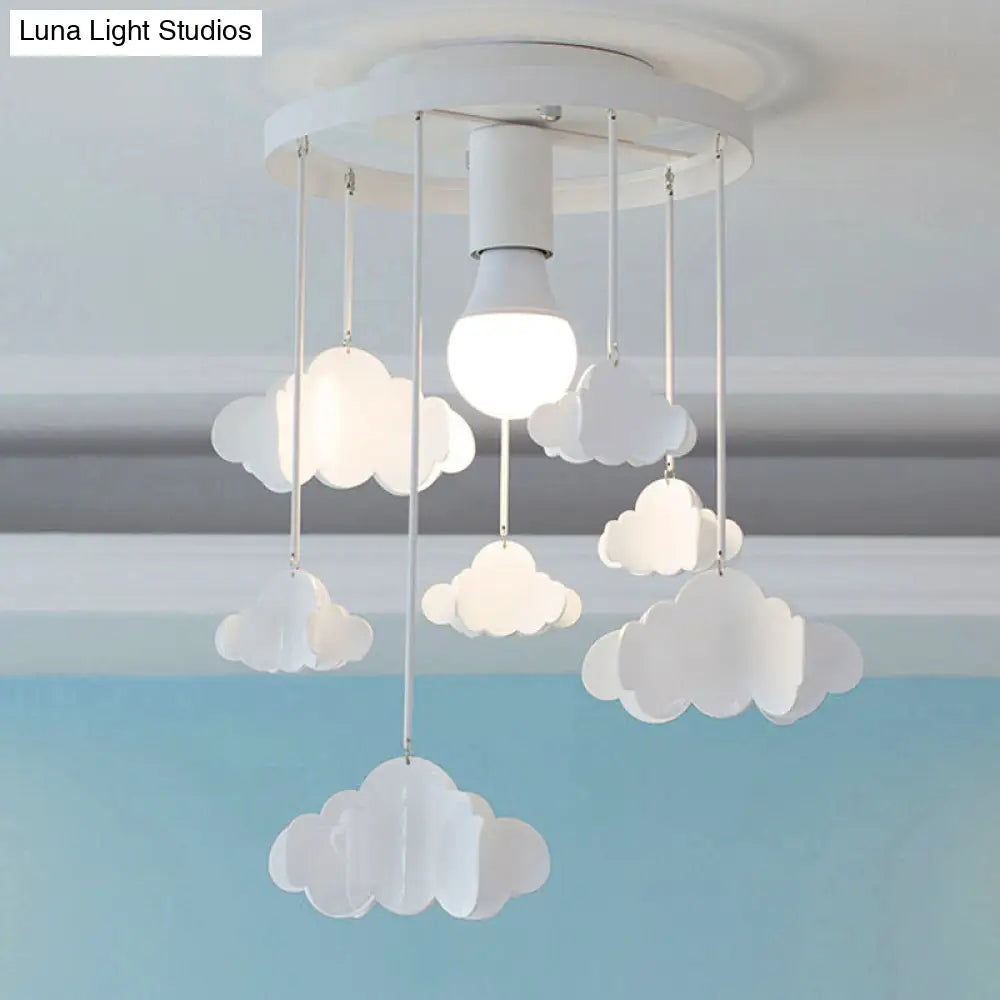 DecorBites™ Floating Cloud Ceiling Mount Light - White Metallic Lamp for Baby Room