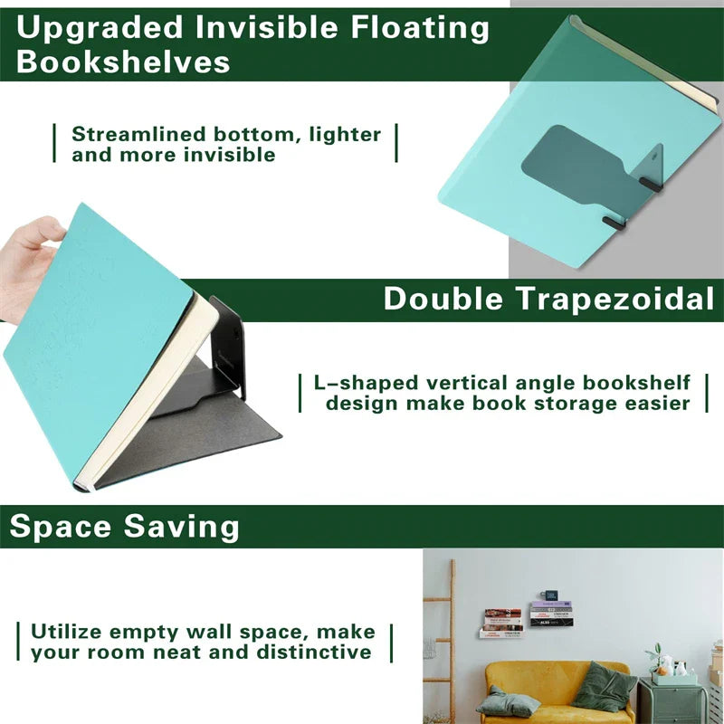 Floating Metal Bookshelves - Set of 2