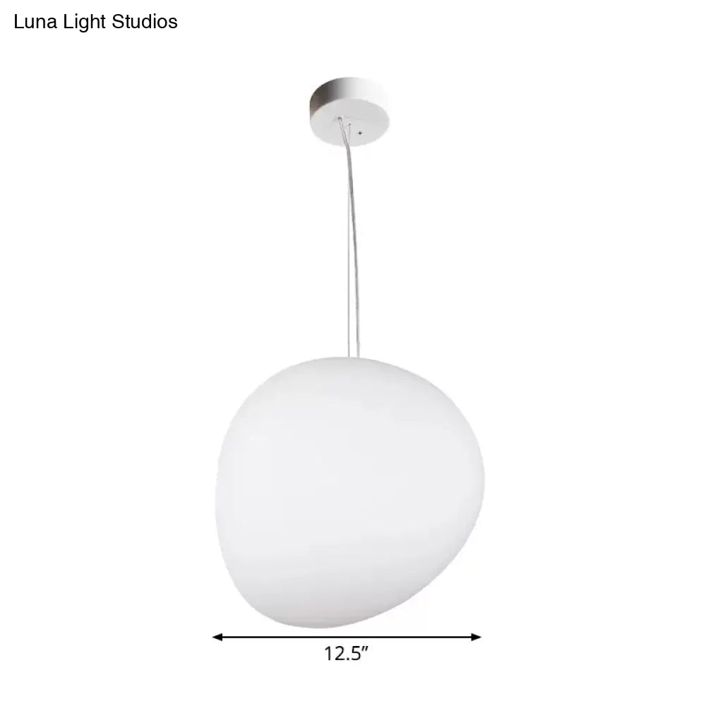 DecorBites™ Floating Pebble Dining Room Pendant Lamp Cream Glass 1 Head Minimalist Hanging Ceiling Light in White, 9"/12.5"/18" Wide