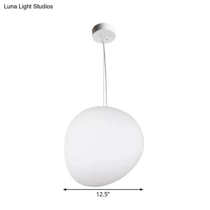 DecorBites™ Floating Pebble Dining Room Pendant Lamp Cream Glass 1 Head Minimalist Hanging Ceiling Light in White, 9"/12.5"/18" Wide