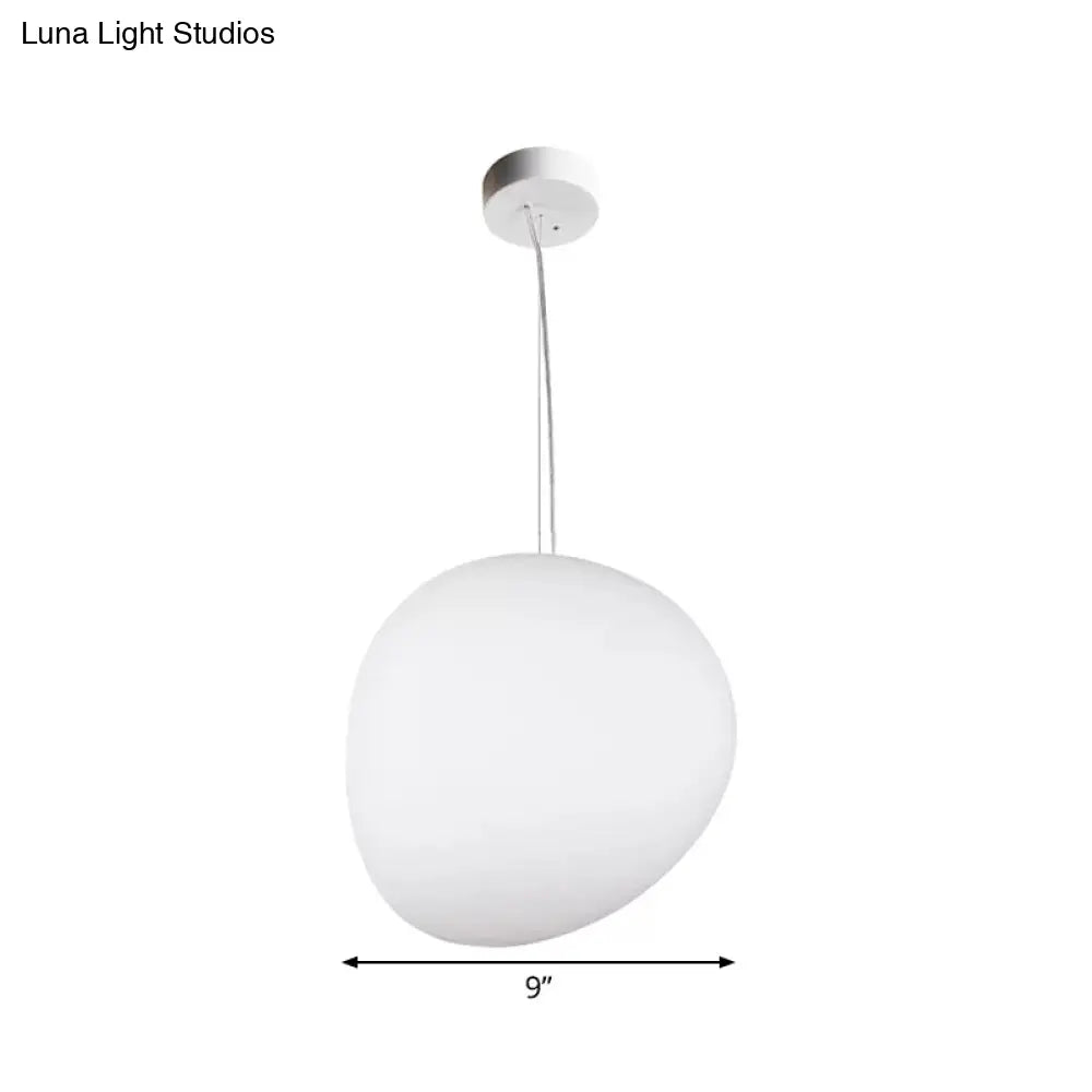 DecorBites™ Floating Pebble Dining Room Pendant Lamp Cream Glass 1 Head Minimalist Hanging Ceiling Light in White, 9"/12.5"/18" Wide