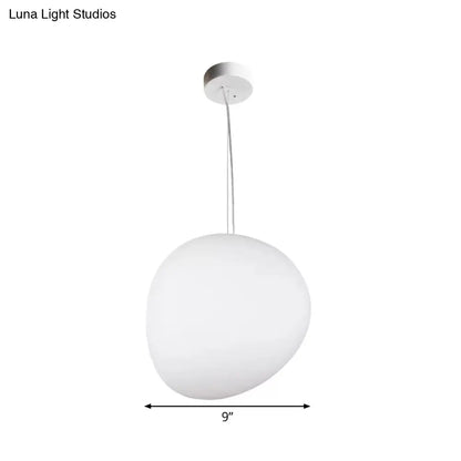 DecorBites™ Floating Pebble Dining Room Pendant Lamp Cream Glass 1 Head Minimalist Hanging Ceiling Light in White, 9"/12.5"/18" Wide