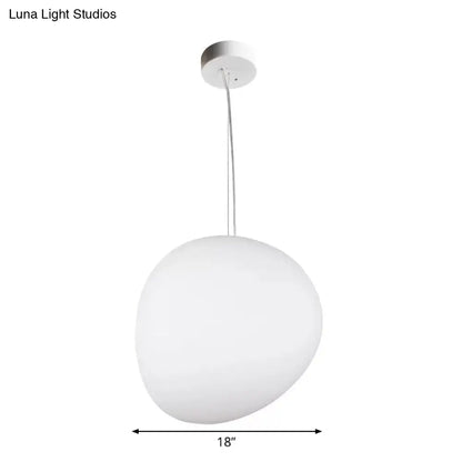 DecorBites™ Floating Pebble Dining Room Pendant Lamp Cream Glass 1 Head Minimalist Hanging Ceiling Light in White, 9"/12.5"/18" Wide
