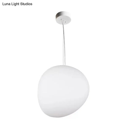 DecorBites™ Floating Pebble Dining Room Pendant Lamp Cream Glass 1 Head Minimalist Hanging Ceiling Light in White, 9"/12.5"/18" Wide