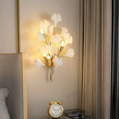 DecorBites™ Flora - Modern Porcelain Leaves Wall Lights for Bedroom, living room Wall Decoration