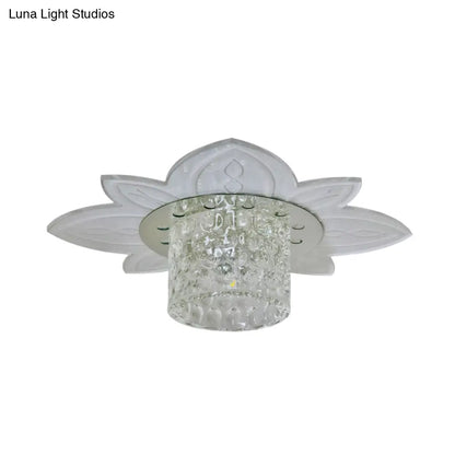 DecorBites™ DecorBites™ Floral Base LED Flush Mount Corridor Light with Clear Crystal Prism Cylinder