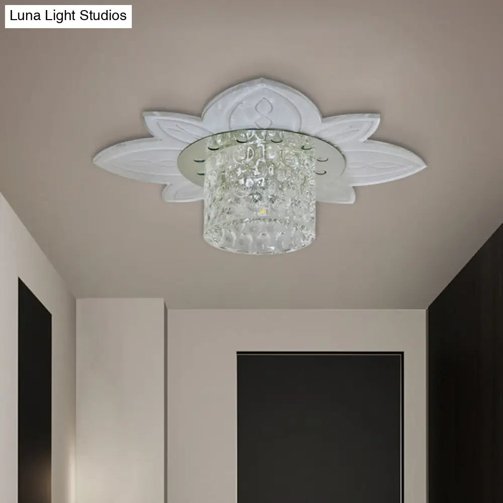 DecorBites™ DecorBites™ Floral Base LED Flush Mount Corridor Light with Clear Crystal Prism Cylinder