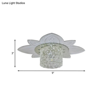 DecorBites™ DecorBites™ Floral Base LED Flush Mount Corridor Light with Clear Crystal Prism Cylinder