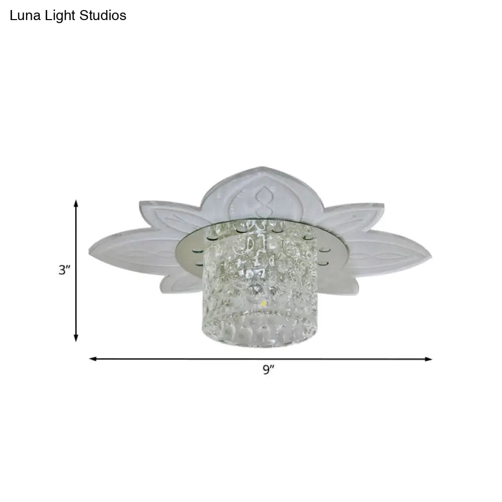 DecorBites™ DecorBites™ Floral Base LED Flush Mount Corridor Light with Clear Crystal Prism Cylinder