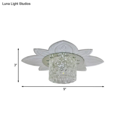 DecorBites™ DecorBites™ Floral Base LED Flush Mount Corridor Light with Clear Crystal Prism Cylinder