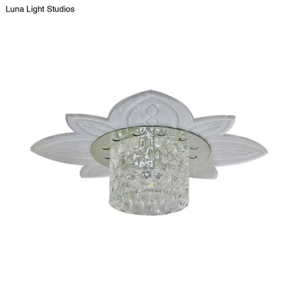 DecorBites™ DecorBites™ Floral Base LED Flush Mount Corridor Light with Clear Crystal Prism Cylinder