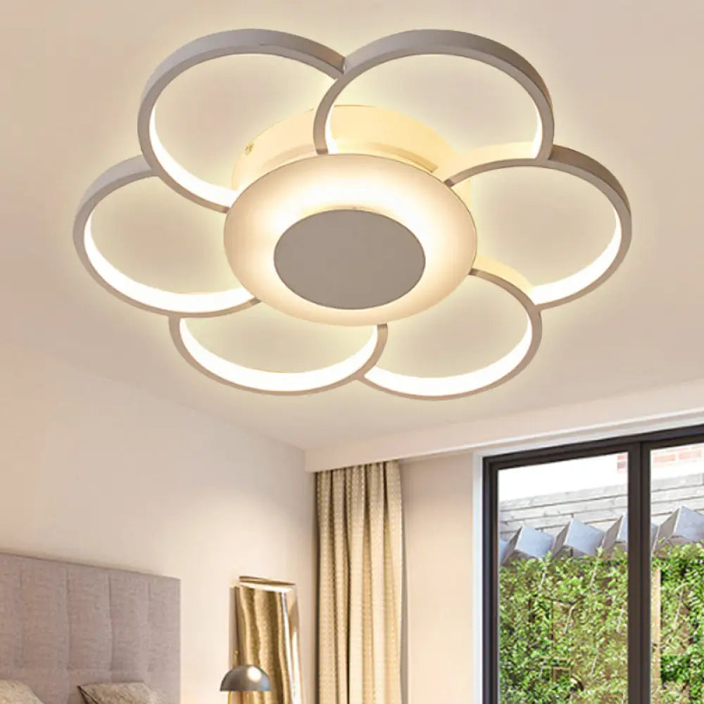 DecorBites™ Floral Bedroom LED Flush Mount Light: Simple Ceiling Fixture in Warm/White/Natural Light, Acrylic Material, 19.5"/25.5" Wide