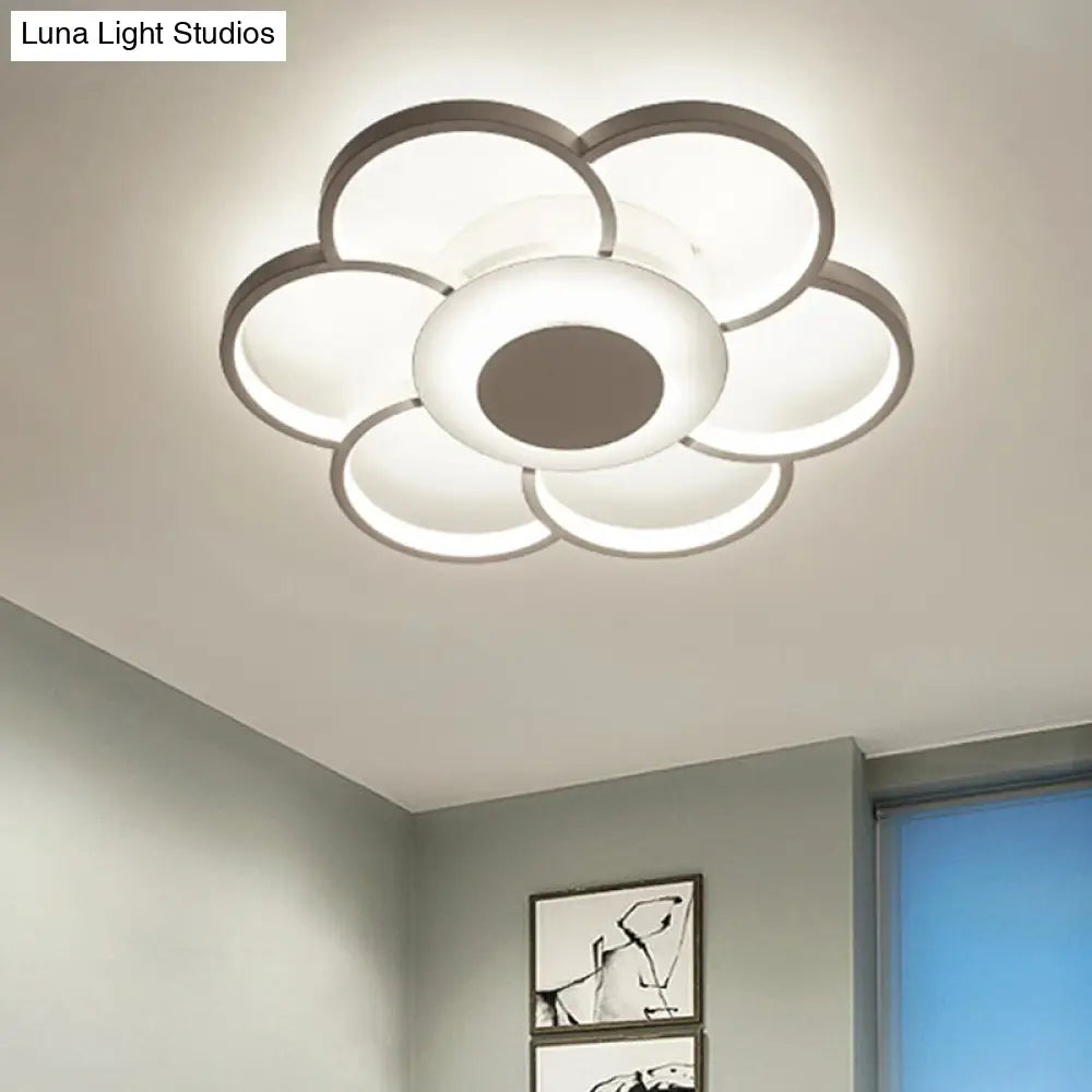 DecorBites™ Floral Bedroom LED Flush Mount Light: Simple Ceiling Fixture in Warm/White/Natural Light, Acrylic Material, 19.5"/25.5" Wide