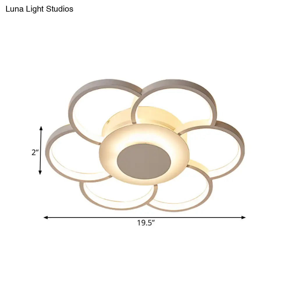 DecorBites™ Floral Bedroom LED Flush Mount Light: Simple Ceiling Fixture in Warm/White/Natural Light, Acrylic Material, 19.5"/25.5" Wide