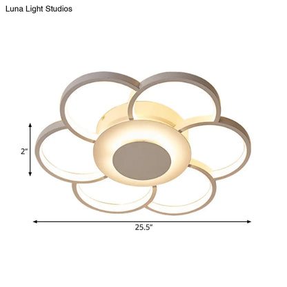 DecorBites™ Floral Bedroom LED Flush Mount Light: Simple Ceiling Fixture in Warm/White/Natural Light, Acrylic Material, 19.5"/25.5" Wide