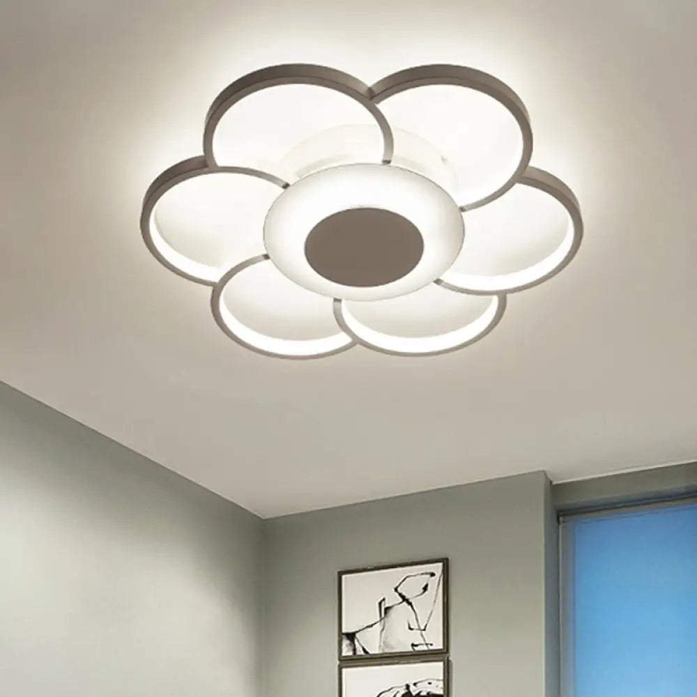 DecorBites™ Floral Bedroom LED Flush Mount Light: Simple Ceiling Fixture in Warm/White/Natural Light, Acrylic Material, 19.5"/25.5" Wide
