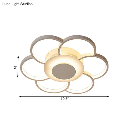 DecorBites™ Floral Bedroom LED Flush Mount Light: Simple Ceiling Fixture in Warm/White/Natural Light, Acrylic Material, 19.5"/25.5" Wide