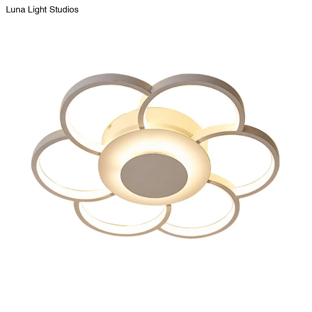 DecorBites™ Floral Bedroom LED Flush Mount Light: Simple Ceiling Fixture in Warm/White/Natural Light, Acrylic Material, 19.5"/25.5" Wide