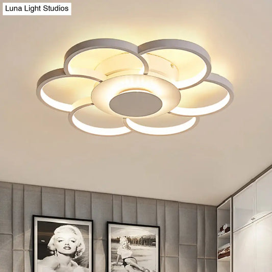 DecorBites™ Floral Bedroom LED Flush Mount Light: Simple Ceiling Fixture in Warm/White/Natural Light, Acrylic Material, 19.5"/25.5" Wide