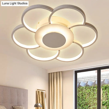 DecorBites™ Floral Bedroom LED Flush Mount Light: Simple Ceiling Fixture in Warm/White/Natural Light, Acrylic Material, 19.5"/25.5" Wide