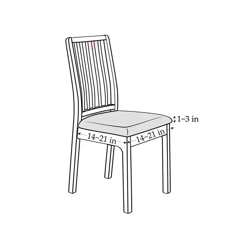 A modern dining chair with floral blue and green elastic print chair cover and sleek wooden legs for dining room use