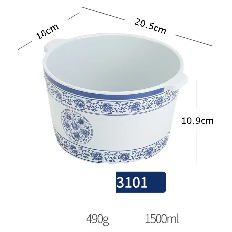 White ceramic pot with blue floral patterns and two handles model 3101 from floral blue and white imitation porcelain dinner set