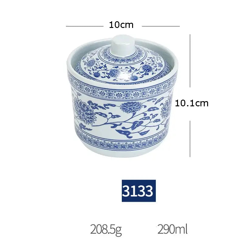 Blue and white floral dinner set jar made of white imitation porcelain with intricate patterns for dining room use