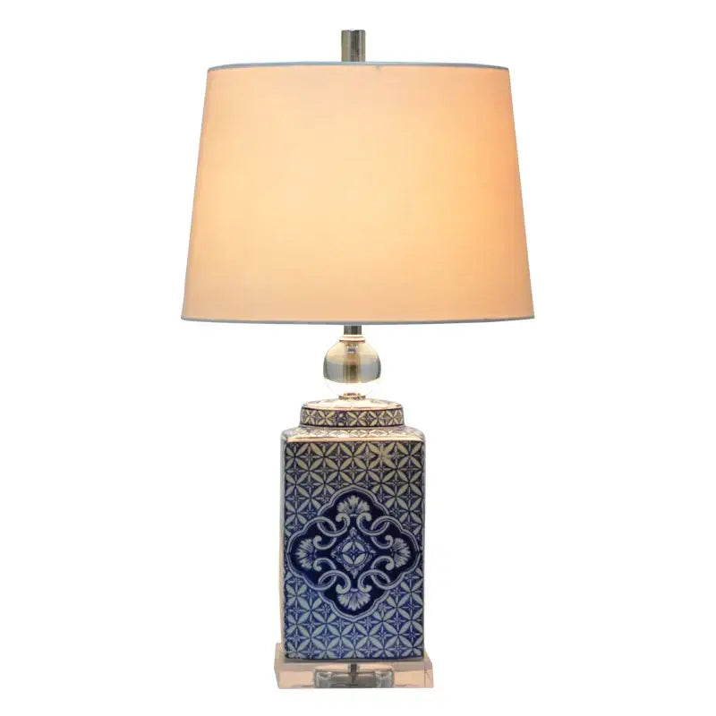 Blue and white porcelain table lamp with intricate floral patterns ideal for bedroom decorbites blue white ceramic light