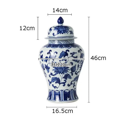 Floral blue and white porcelain tea canister with intricate white porcelain floral patterns for dining room decorbites decor