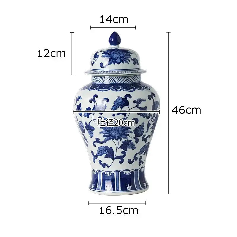 Floral blue and white porcelain tea canister with intricate white porcelain floral patterns for dining room decorbites decor