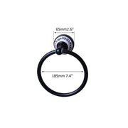 Black matte towel ring with decorative blue floral ceramic backplate decorbites black stainless steel bathroom decor
