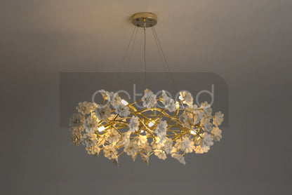 Floral French White Ceramic Chandelier - Romantic Home Décor - Chandelier